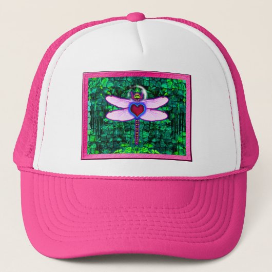 Mooie "Crackel Framed Dragonfly" Artwor Trucker Pet (Voorkant)