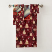 Mooie Cranberry Red Gold Tree badhanddoek Bad Handdoek (Insitu)