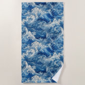 Mooie crashende blauwe oceaangolven strandlaken (Voorkant)