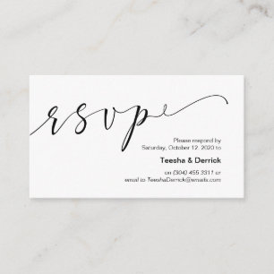 Mooie creatieve elegante zwarte inkt, Wedding RSVP Informatiekaartje
