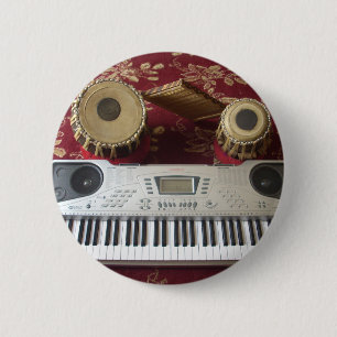 Mooie creatieve hoek: muzikaal wandtapijt ronde button 5,7 cm