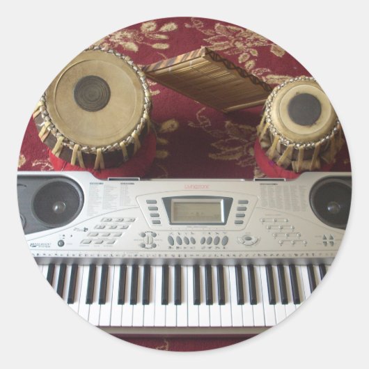 Mooie creatieve hoek: muzikaal wandtapijt ronde sticker (Voorkant)