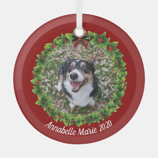 Mooie Creëer, kerstmis met foto's van uw eigen hui Glas Ornament (Voorkant)