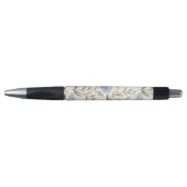 Mooie Crème Blauwe Bloemen Pen (Voorkant)