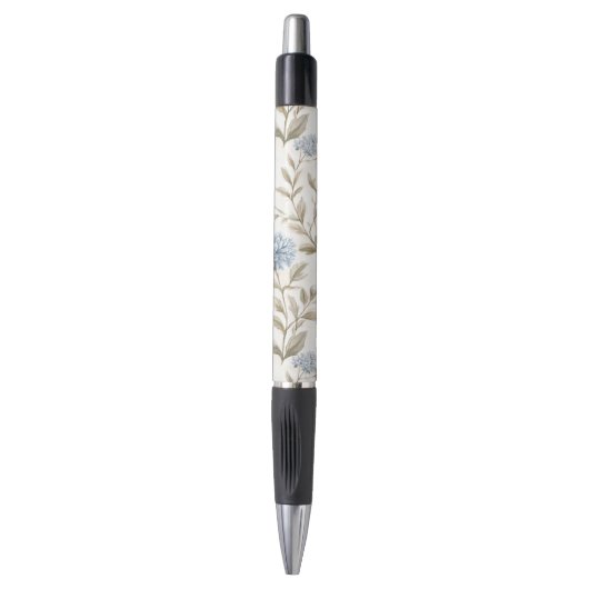 Mooie Crème Blauwe Bloemen Pen (Voorkant Verticaal)