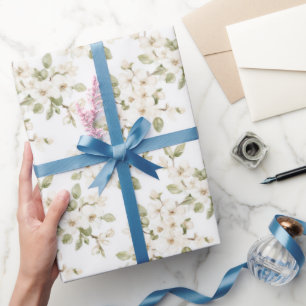 Mooie Crème Bloeiende Boom Bruiloft Cadeaupapier