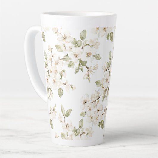 Mooie Crème Bloeiende Boom Latte Mok (Linkerhoek)