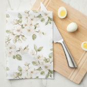 Mooie Crème Bloeiende Boom Theedoek (Quarter Fold)
