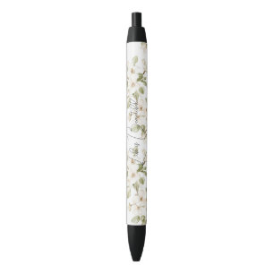 Mooie Crème Bloeiende Boom Zwarte Inkt Pen