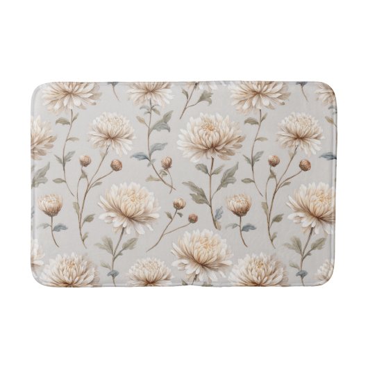 Mooie Crème Bloemen Badmat (Voorkant)