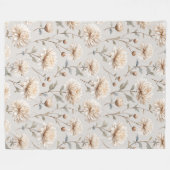 Mooie Crème Bloemen Fleece Deken (Voorkant (Horizontaal))