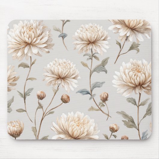 Mooie Crème Bloemen Muismat (Voorkant)