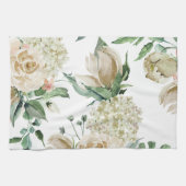 Mooie Crème Bloemige Botanische Theedoek (Horizontaal)