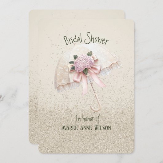 Mooie crème en roze paraplu Vrijgezellenfeest Kaart (Voorkant / Achterkant)