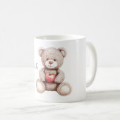 Mooie Crème Gebreide Teddybeer Appel Koffiemok (Voorkant rechts)