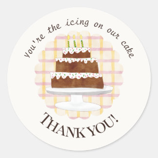 Mooie Crème Gestreepte Cake Ijsje Verjaardags Favo Ronde Sticker