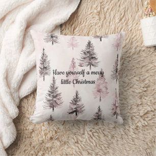 Mooie Crème Perzik Bloemige Kerstbomen Kussen