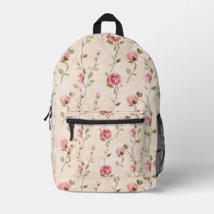 Mooie Crème Roze Rozen Bloemig Bedrukte Rugzak