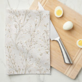 Mooie Crème Witte Bloemen Theedoek (Quarter Fold)