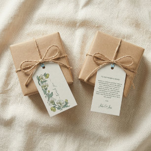 Mooie crèmekleurige Art Nouveau trouw dankkaart Cadeaulabel