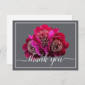 Mooie Crimson Pioenenkleur achtergrond Dank u Briefkaart (Voorkant / Achterkant)