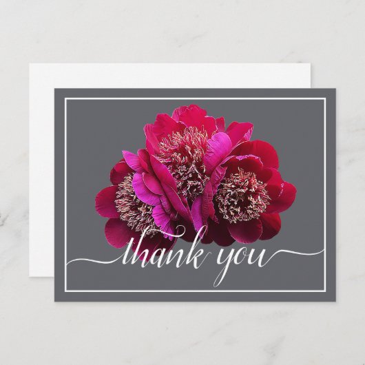 Mooie Crimson Pioenenkleur achtergrond Dank u Briefkaart (Voorkant / Achterkant)