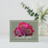 Mooie Crimson Pioenenkleur achtergrond Dank u Briefkaart (Staand voorkant)