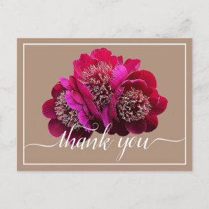 Mooie Crimson Pioenenkleur achtergrond Dank u Briefkaart