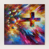 Mooie Cross voor Pasen Feesten | Legpuzzel (Horizontaal)