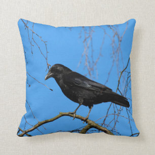 Mooie Crow op Perch in een Sierkussen