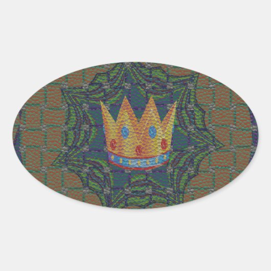 Mooie Crown Print vector Houd het eenvoudig ontwer Ovale Sticker (Voorkant)