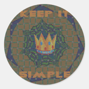 Mooie Crown Print vector Houd het eenvoudig ontwer Ronde Sticker