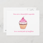 Mooie Cupcake in een wereld vol Muffins roze Briefkaart (Voorkant / Achterkant)
