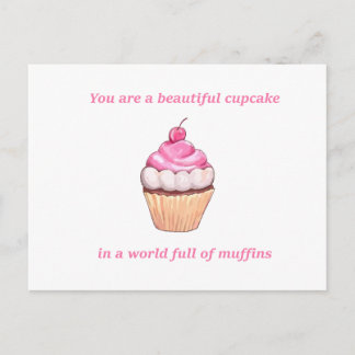Mooie Cupcake in een wereld vol Muffins roze Briefkaart