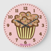 Mooie Cupcake met Aangepaste Naam Wandklok (Voorkant)
