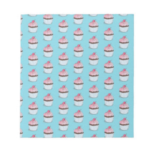 Mooie Cupcakes op Blauwe Achtergrond Notitieblok