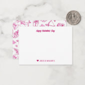 Mooie Cupid Boog Pijl Hart Roze Valentijnsdag Notitiekaartje (Voorkant / Achterkant in situ)