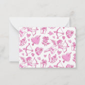 Mooie Cupid Boog Pijl Hart Roze Valentijnsdag Notitiekaartje (Achterkant)