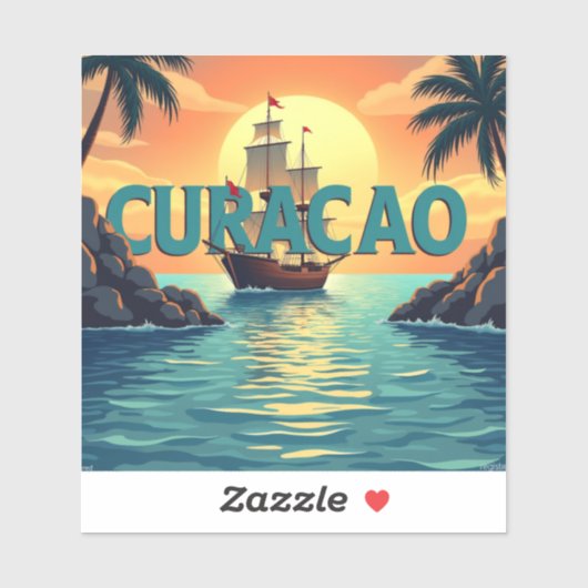 Mooie Curaçao zonsondergang  Sticker (Vel)