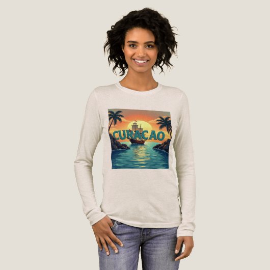 Mooie Curacao zonsondergang Tri-Blend Shirt (Voorkant)