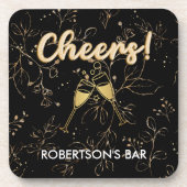 Mooie Custom Bar Naam Goud en Zwart Bier Onderzetter (Voorkant)