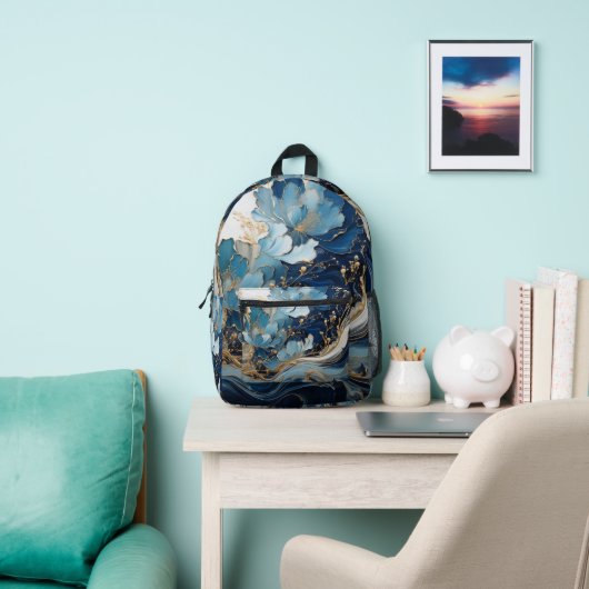 Mooie Custom Designed Rugzak Blauw en Goud (Insitu)