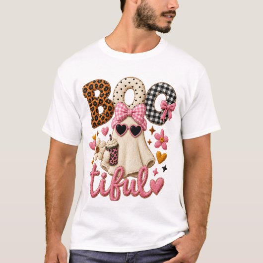 Mooie Cute Geest Halloween T-Shirt (Voorkant)