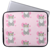 Mooie Cute Grey Cat Love Cartoon Pattern