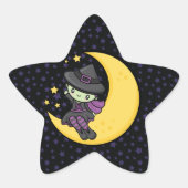Mooie Cute Halloween Witch Ster Sticker (Voorkant)
