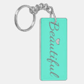 Mooie Cute Word Print Turquoise Sleutelhanger (Voorkant Links)