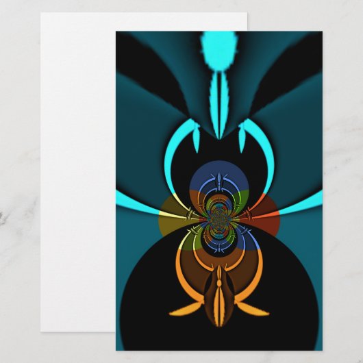 Mooie Cyaan Abstracte kunst Print Briefpapier (Voorkant / Achterkant)