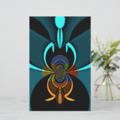 Mooie Cyaan Abstracte kunst Print Briefpapier (Staand voorkant)