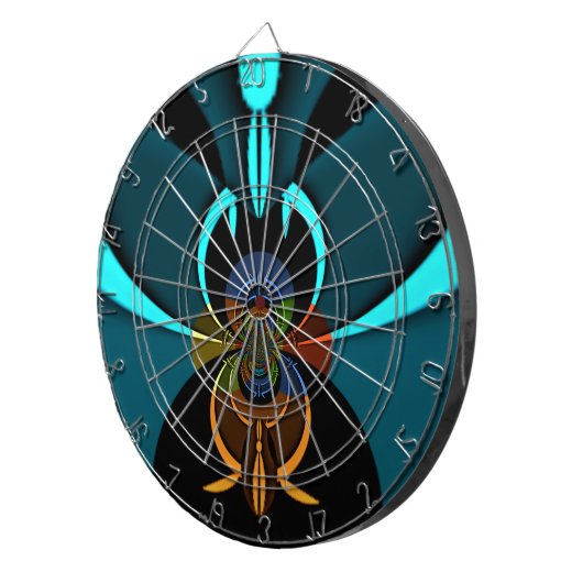 Mooie Cyaan Abstracte kunst Print Dartbord (Voorkant Rechts)