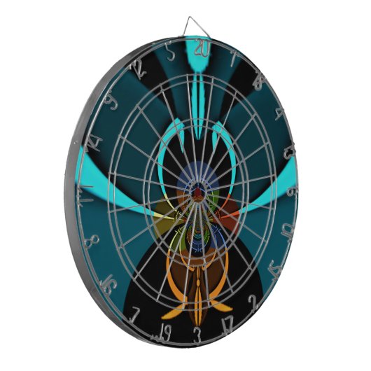 Mooie Cyaan Abstracte kunst Print Dartbord (Voorkant Links)